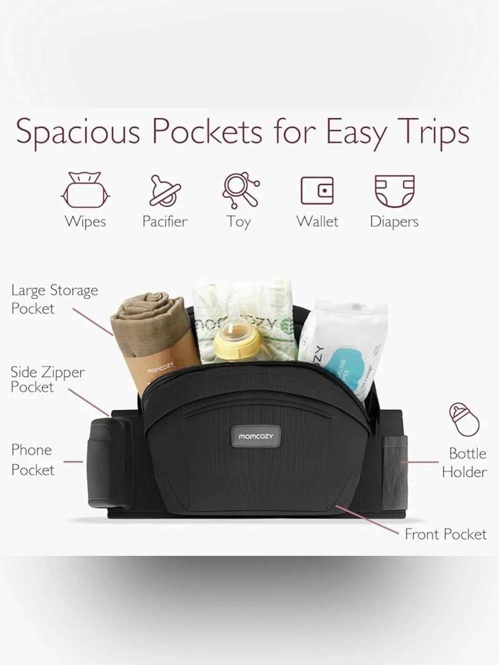 moncozy Black Baby Stroller Organizer